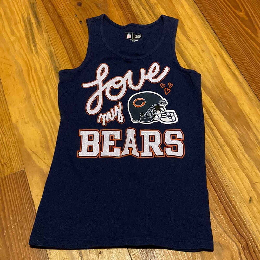 NFL Team apparel Navy tank top Love my Bears girls sz 12/14